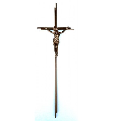 Krzyż metal st.złoto podwójny wygię
