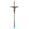 Krzyż metalowy stare złoto podwójny wygięty
