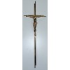 Krzyż połysk metalizowany podwójny wygięty wizerunek plastikowy