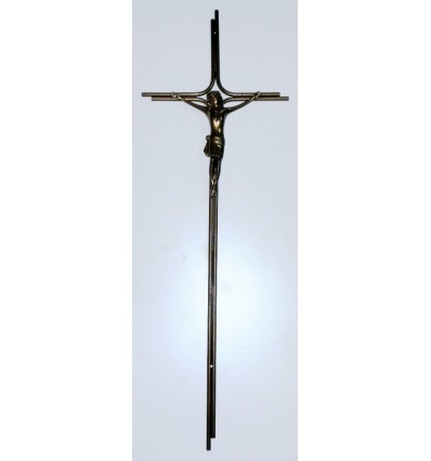 Krzyż metalowy stare złoto podwójny łuk