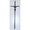 Krzyż metal st.złoto podwójny łuk