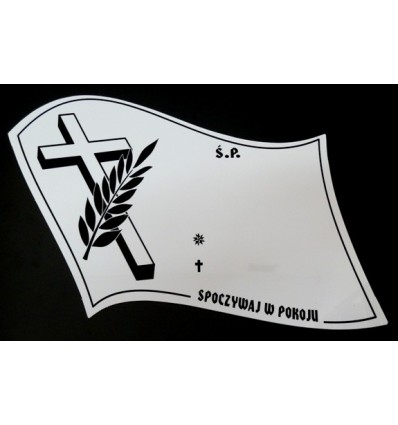 Tabliczka flaga biała czarny napis