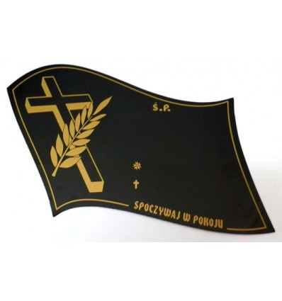 Tabliczka flaga czarna złoty napis