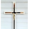 Krzyż drewniany biały z wstawkami złotymi