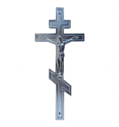 Krzyż prawosławny malowany srebrny