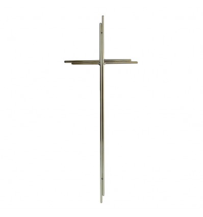 Krzyż metalowy mosiądz połysk podwójny prosty
